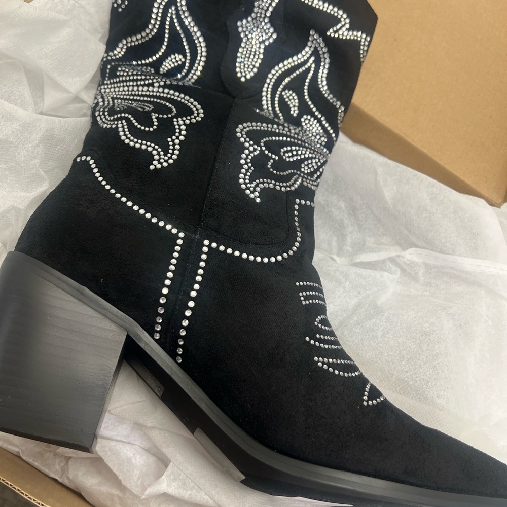 Black Embellished Western Boots - Picture 7 of 7